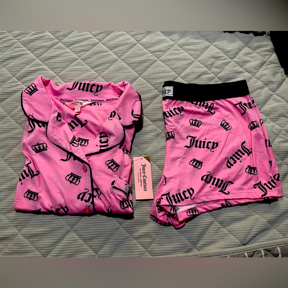 Brand New! Juicy Couture Pink and Black Pajama Set